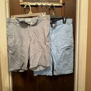 Set of 2 Boys Size 18 Dress Shorts: Gray & Light Blue